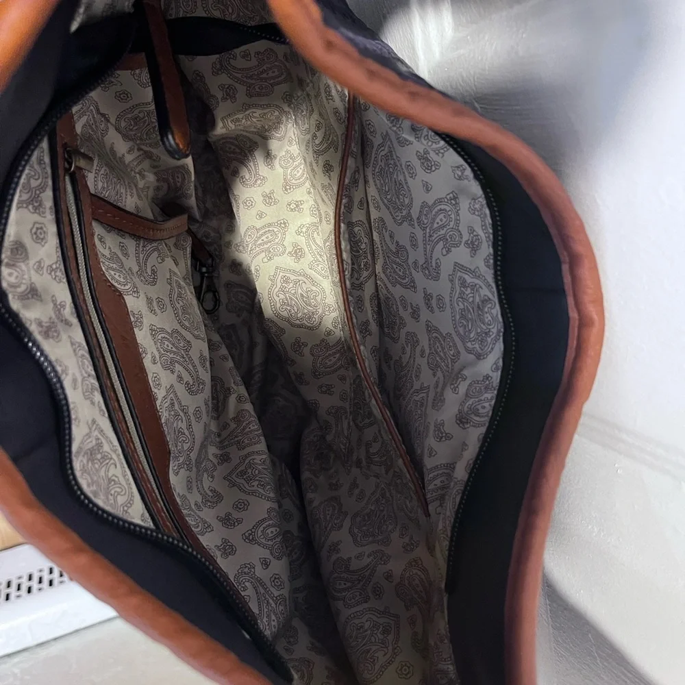 Simply Noelle Navy & Tan Large Woven Handbag